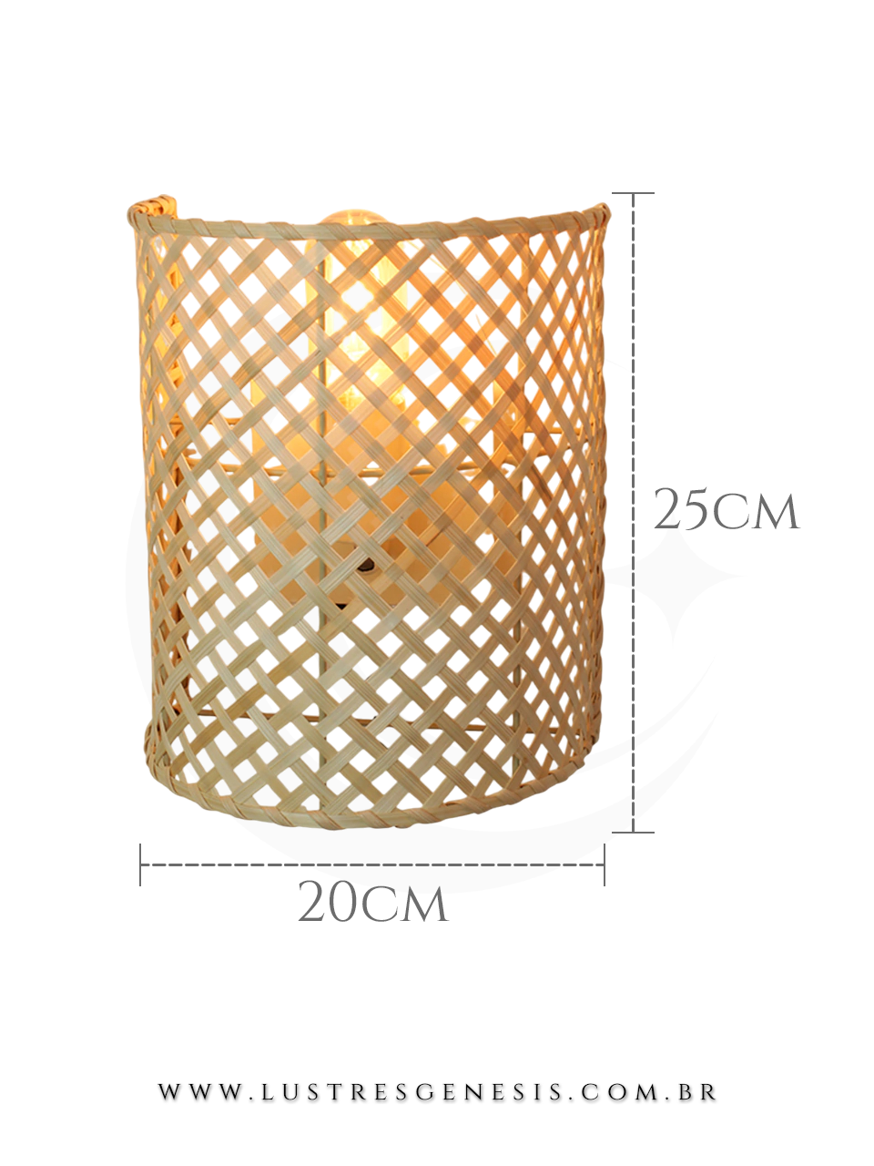 Arandela de fibra de bambu Samalona instalada na parede, iluminada, ideal para banheiros, cabeceira de cama e corredores.